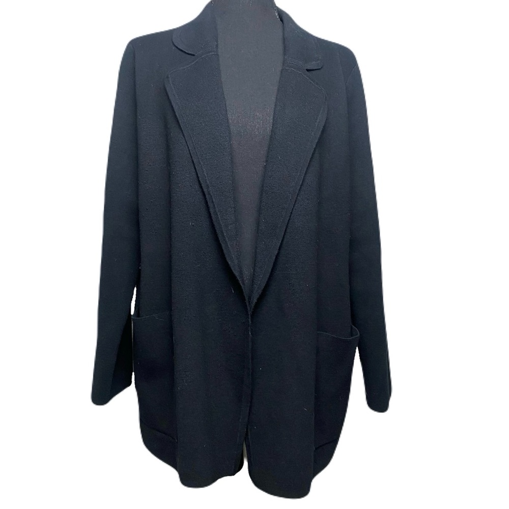J. Crew Black Merino Wool Blend Over Front Sweater Cardigan Jacket Women's M